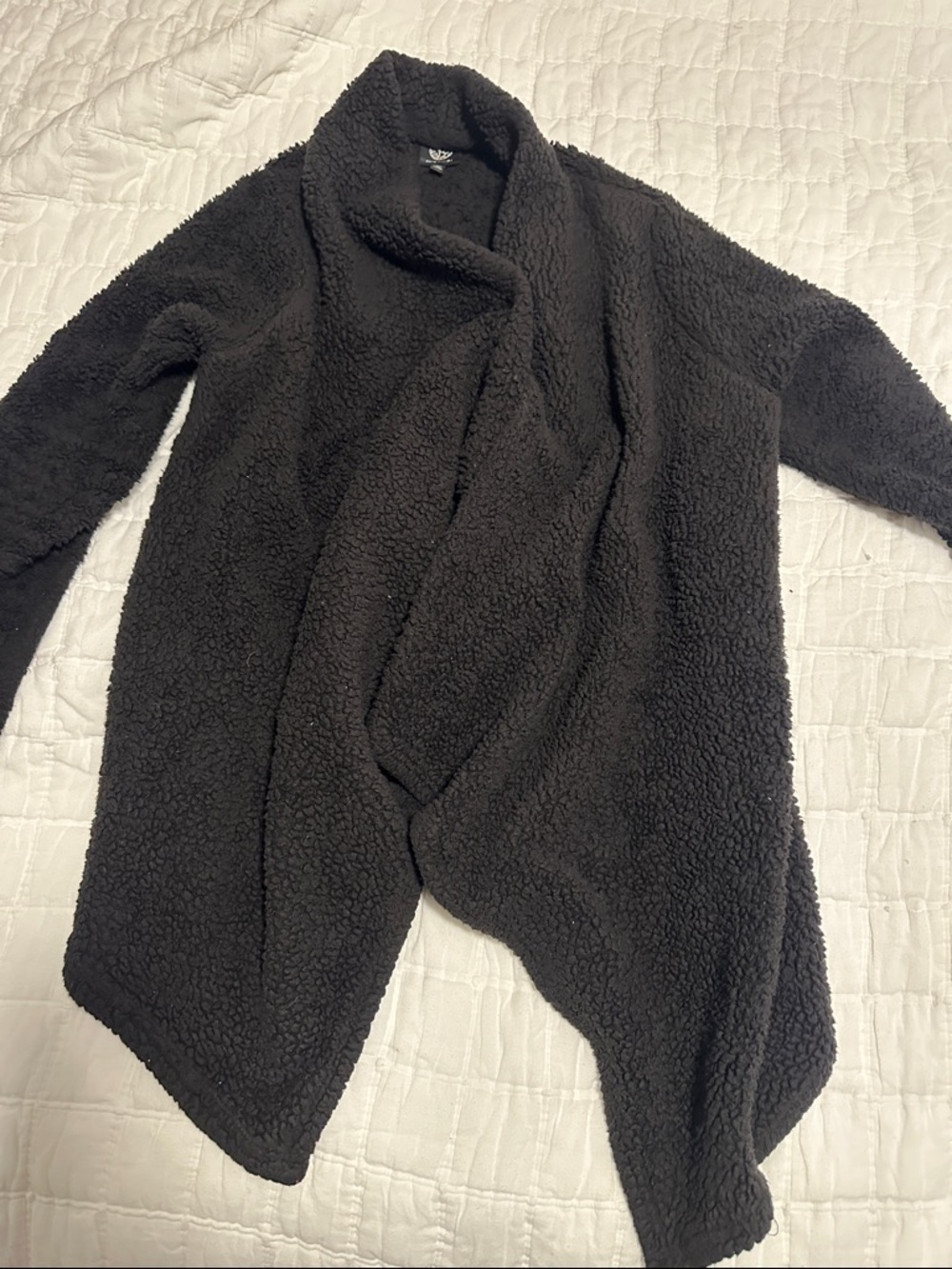 bobeau Black Sherpa Open-Front Coat